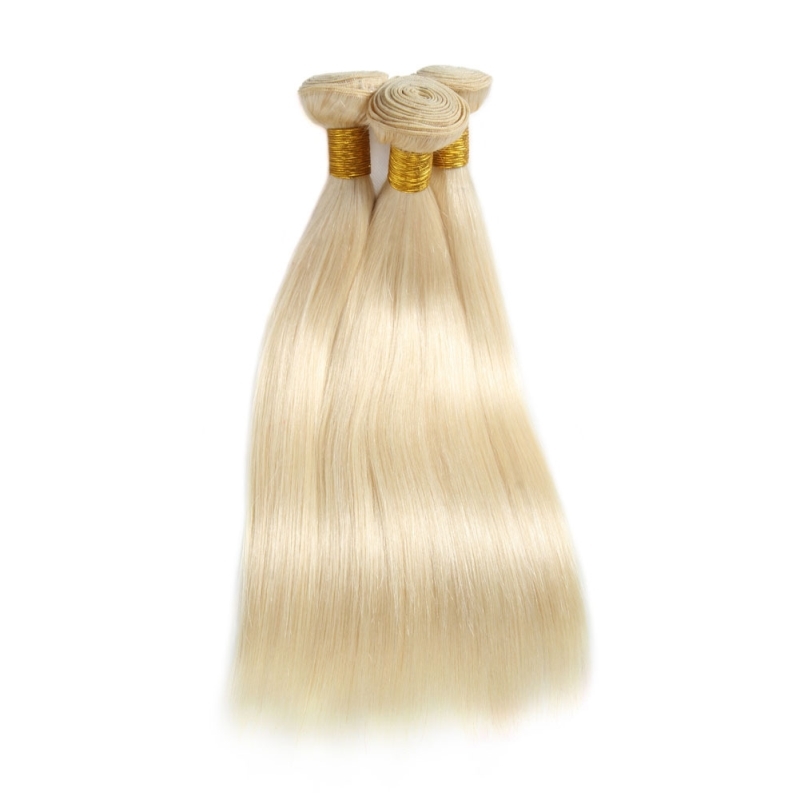 Malaysian Human Extensions 4 Pieces/Lot Silky Virgin Extensions 613# Color Bundles Blonde Straight Hair Wefts