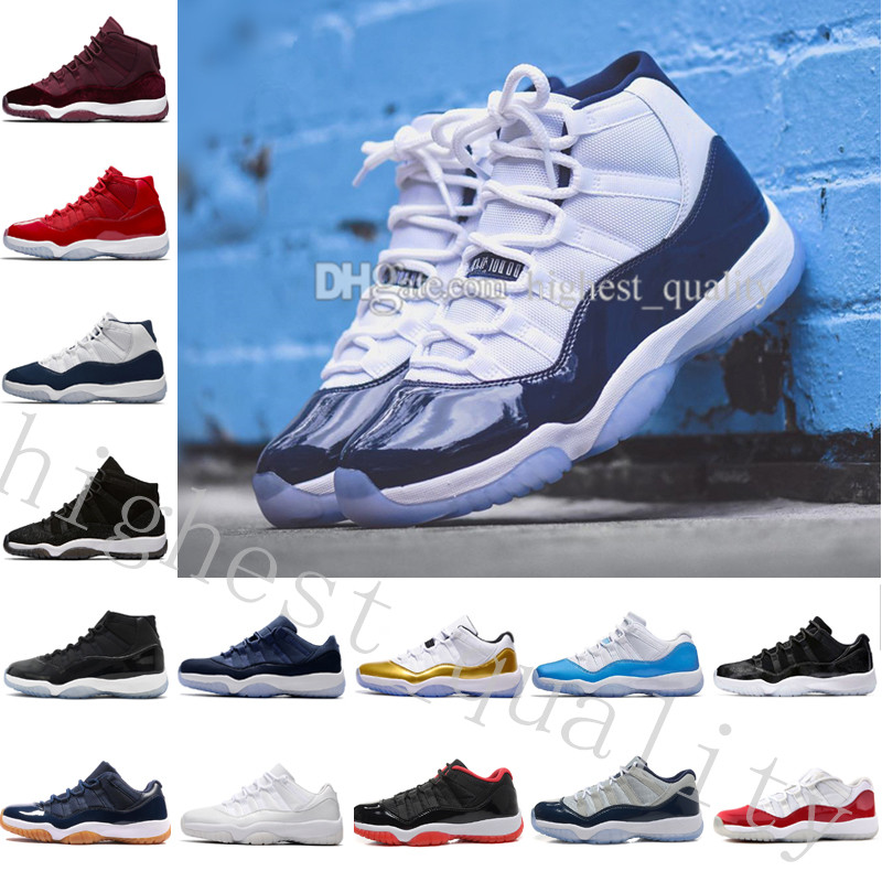 

Cheap New 11 Basketball Shoes Mens Sneakers Gym Red GS Midnight Navy 'Win Like 82' Space Jam Concord Bred Legend Blue 11s Trainers For Men, #18 high concord