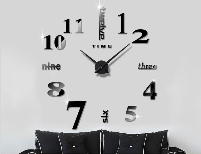 Acrylic DIY Wall Clock Self Adhesive Interior Wall Creative Decoration Clock Decal Modern Wall Digit Room
