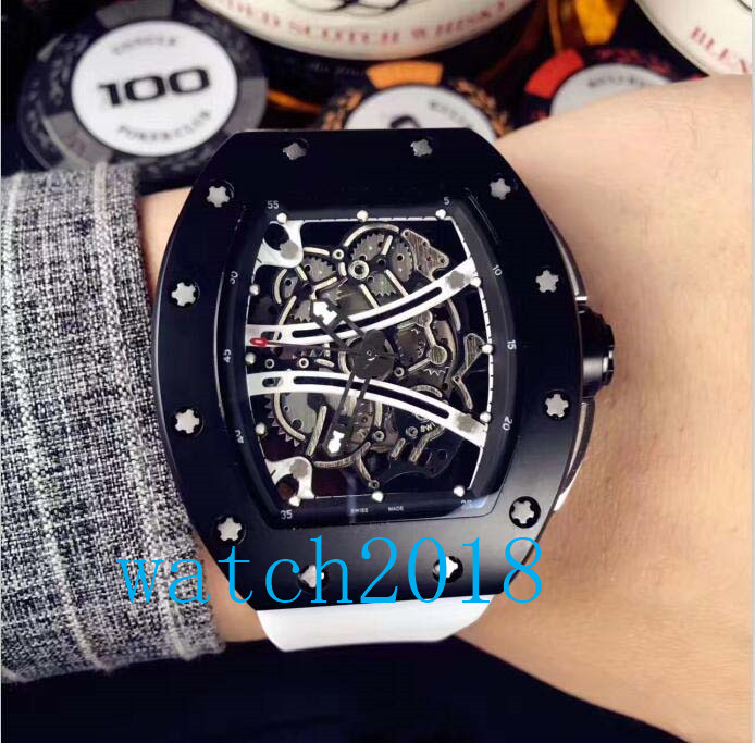Luxury Watch Top Quality New Arrived Skeleton Dial Rubber Strap 61-01 Automatic Fashion Brand Men's Wristwatches
