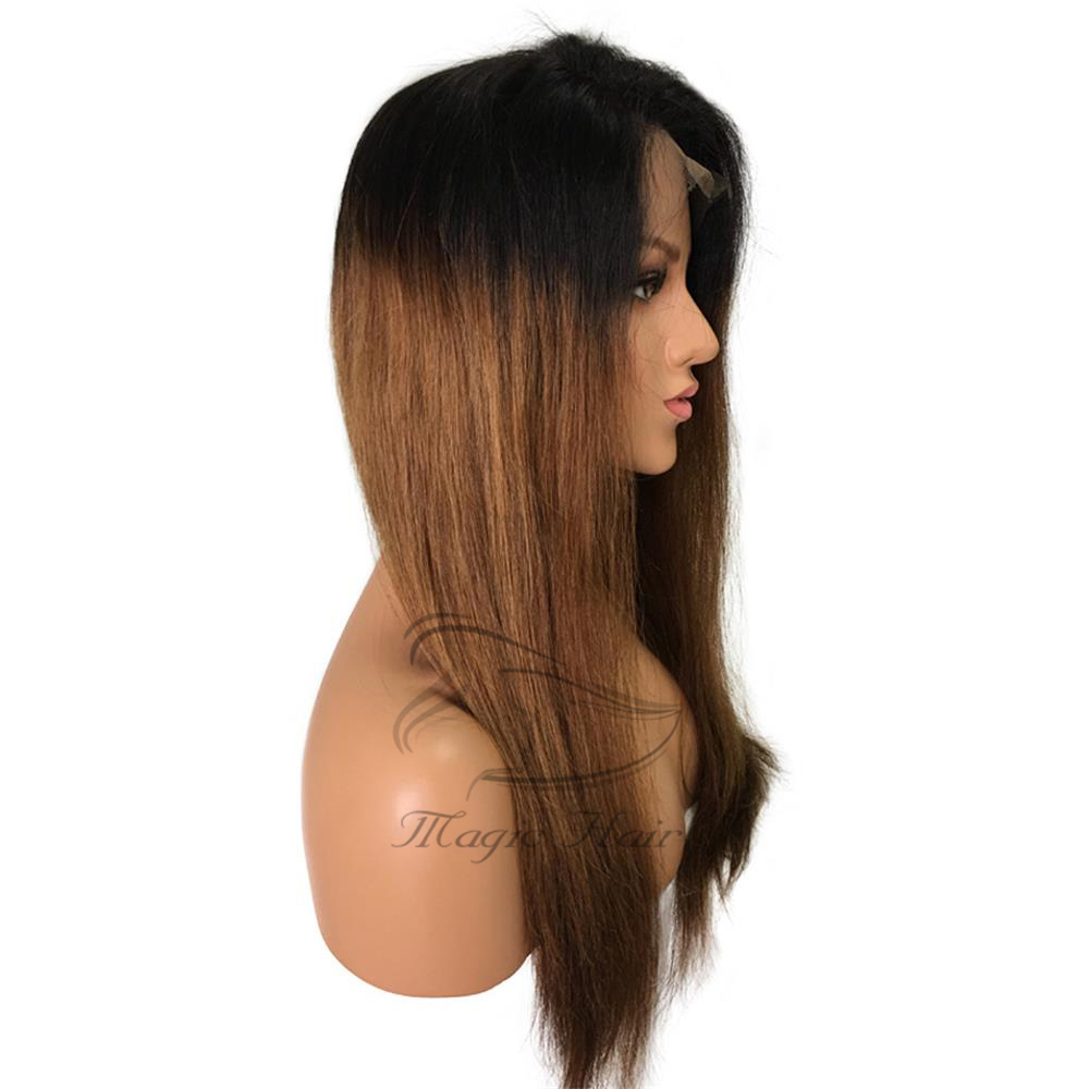 360 full lace human hair wigs Pre Plucked 150% Density Brazilian Remy Hair ombre color T 1B/4 straight human hair Wig