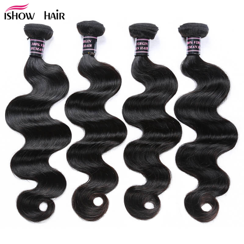 Ishow Mink Brazilian Hair Weave Bundles Wefts Body Yaki Straight Loose Deep Water Virgin Human Hair Extensions for Women Girls All Ages Natural Black