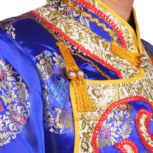 New style national dress male long robe Mongolian costume traditional ethnic party festival performers wear folk dance clothing