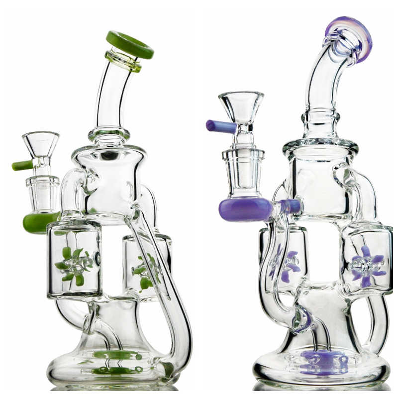 Double Recycler Dab Rigs Propeller Perc Glass Bong Green Purple Heady Glass Water Pipes Oil Rig With 14mm Bowl Recycler Rig
Double Recycler Dab Rigs Propeller Perc Glass Bong Green Purple Heady Glass Water Pipes Oil Rig With 14mm Bowl Recycler Rig