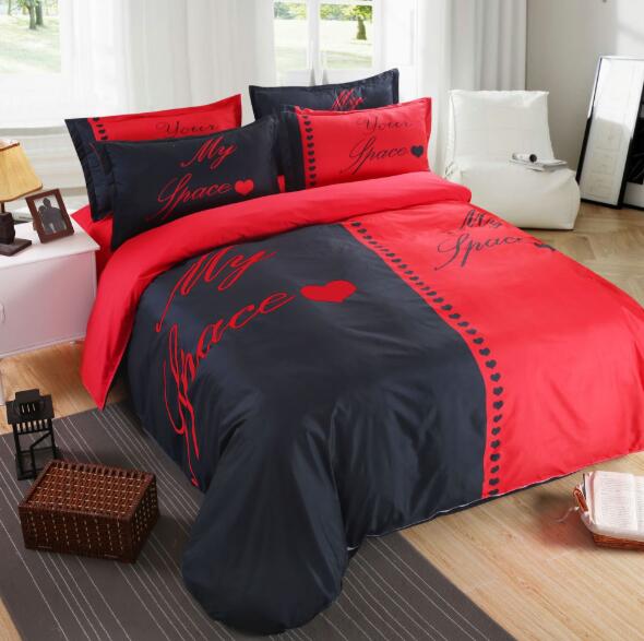 4 pcs Bedding Set for Couple Lover His Side & Her Couple Home textiles Soft Duvet Cover with Pillowcases
