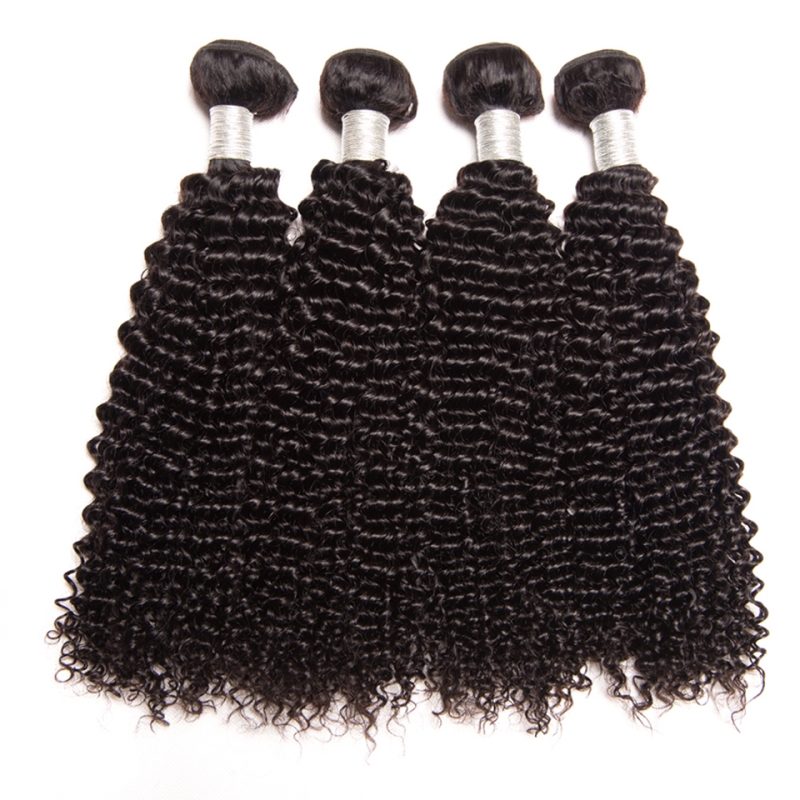 Brazilian Human Hair 4 Bundles Kinky Curly Hair Wefts Yirubeauty Peruvian Virgin Hair Products Weaving Natural Color 10-30inch