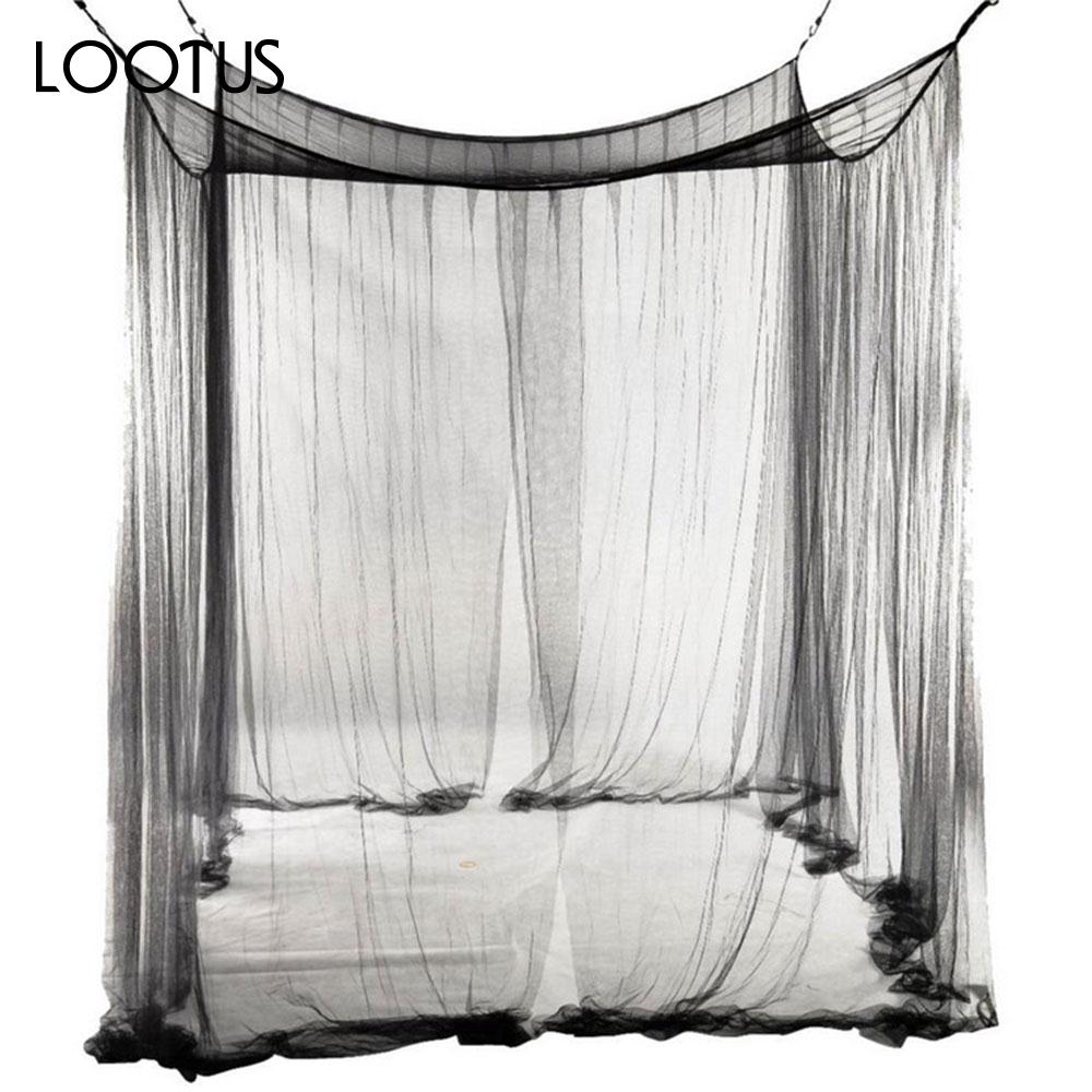 4 Doors Open Bed Canopy Netting Square Summer Full Queen King Rectangle Elegant Bedding Accessories Mesh Insect Bed Net