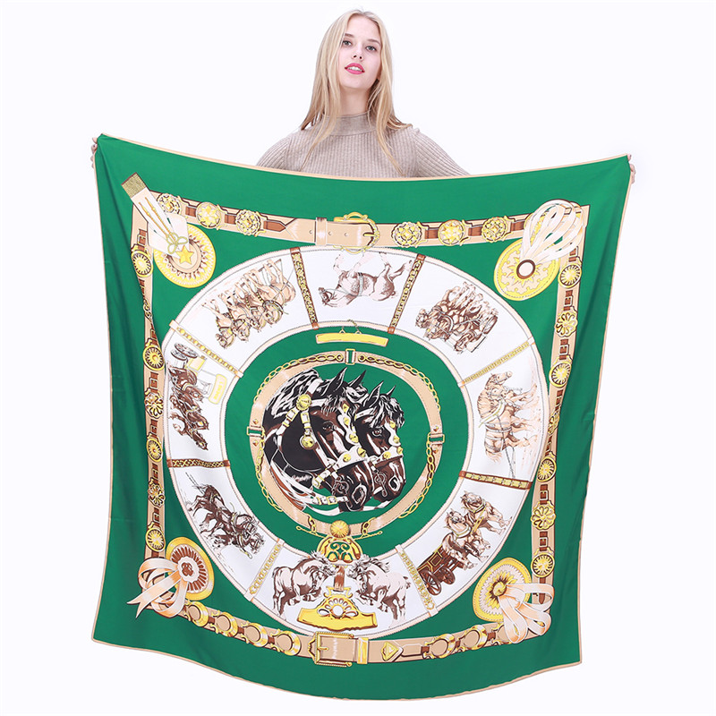 New Fashion Shawl 100% Twill Silk Scarf Chain Horse Hijab 130cm Square Scarves Printing Kerchief Woman Headband Scarf&Wraps
New Fashion Shawl 100% Twill Silk Scarf Chain Horse Hijab 130cm Square Scarves Printing Kerchief Woman Headband Scarf&Wraps