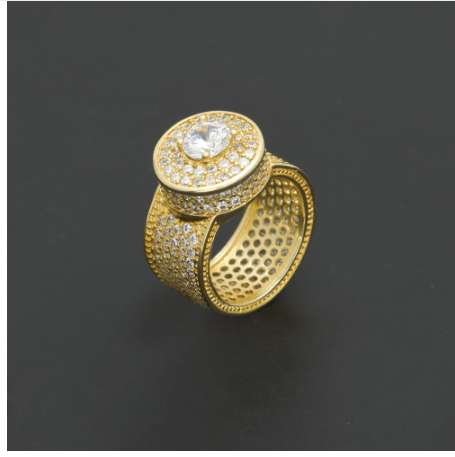 Mens Hip Hop Jewelry Bling Bling Gold Silver Plating Zircon Rings Copper Hiphop Big Rings Accessories