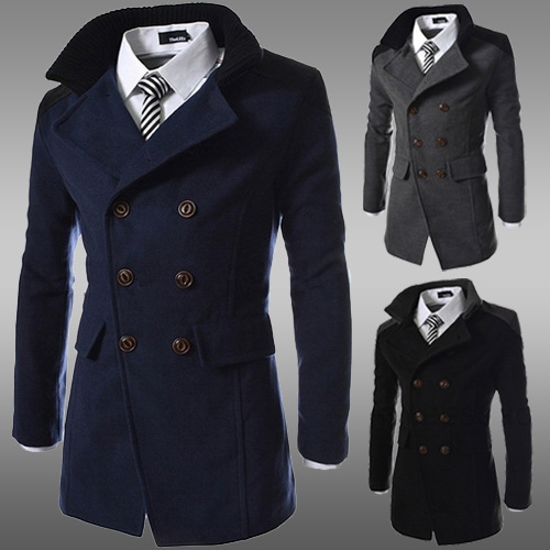 Men&#039;s Trench Coat Double Breated Solid Slim Men Warm Outerwear Casual Coat Men&#039;s Jacket от DHgate WW