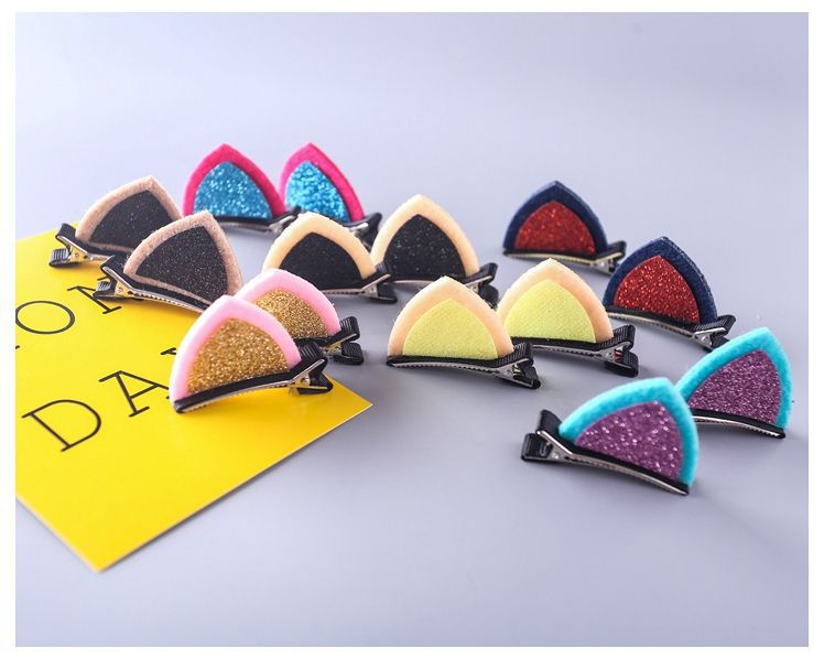 2018 New Baby Girls Fashion Cat Ears Clip With Sequins Ears Girls Hair Clips Cute Rabbit Ears Shape Hairpins Kids Hair Accessories