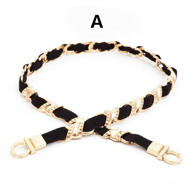 2018 New Arrival Metal Designer Belts Gold Elastic Formal Women Waist Belt With Different Geometry Designs