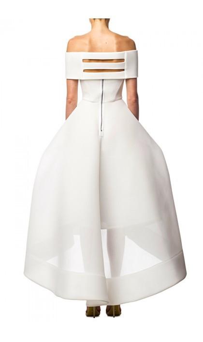 White High Low Wedding Dresses Off the shoulder Fashion Bridal Gown Ruched Beach A Line Bridal Gowns Vintage Garden Vestido De Novia