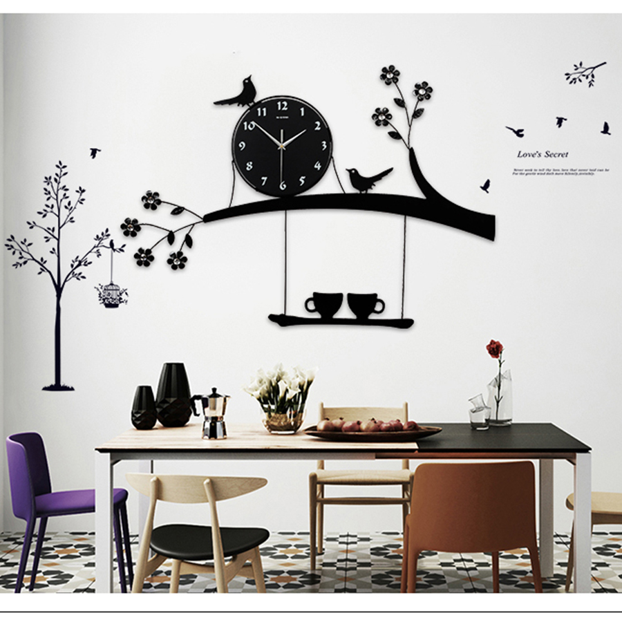 Digital Wall Clocks Modern Design Kitchen Large Clock Wall Watch Living Room Decoration Farmhouse Large Clock With Stickers