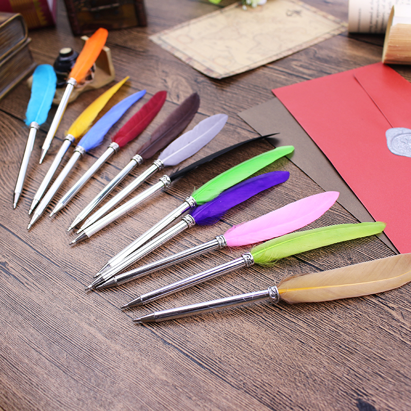 Lovely Kawaii mini feather gift ballpoint pen color quill pen School Office Supplies