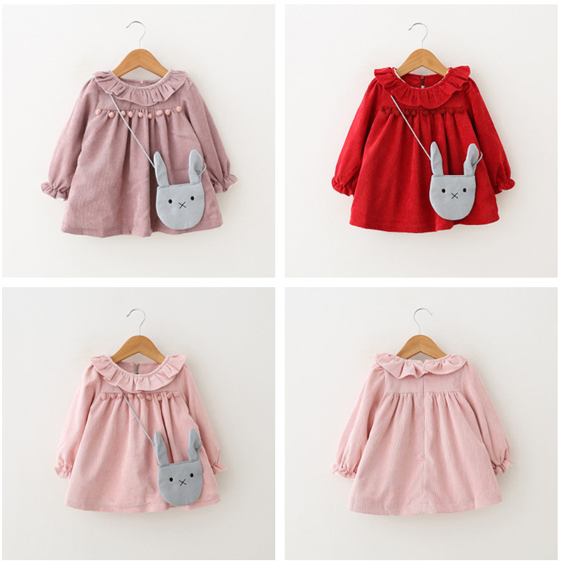 Baby Fashion Dress With Rabbit Bags Fuzz Balls Cotton Flannelette Round Neck Long Sleeve Corduroy Thickening Baby Girls Dresses Outfit, Pink
Baby Fashion Dress With Rabbit Bags Fuzz Balls Cotton Flannelette Round Neck Long Sleeve Corduroy Thickening Baby Girls Dresses Outfit, Pink