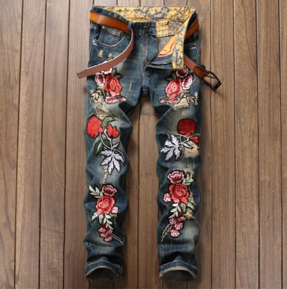 Embroidery Floral Tiger Bird Print Design Mens Ripped Jeans Slim Denim Pencil Pants Hommes Blue Straight Biker Jean Long Trousers
Embroidery Floral Tiger Bird Print Design Mens Ripped Jeans Slim Denim Pencil Pants Hommes Blue Straight Biker Jean Long Trousers