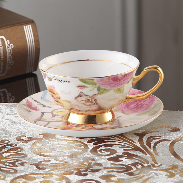 Elegant Bone Porcelain China Tea Coffee Cups And Saucer Spoon Set Ceramic British Style Afternoon Tea Cup Set Gift