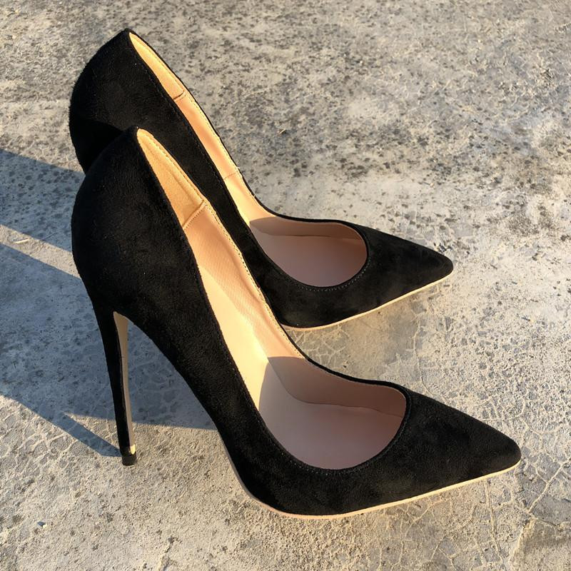 Free Shipping fashion red women lady 2019 bottom black suede leather Wedding heels Stiletto High Heels shoes pumps boots sole 12cm 10cm