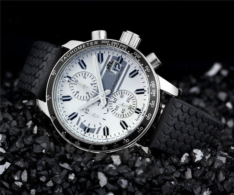 Hot sale luxury watch for men quartz stopwatch man chronograph watches stainless steel wrist watch rubber band cp17