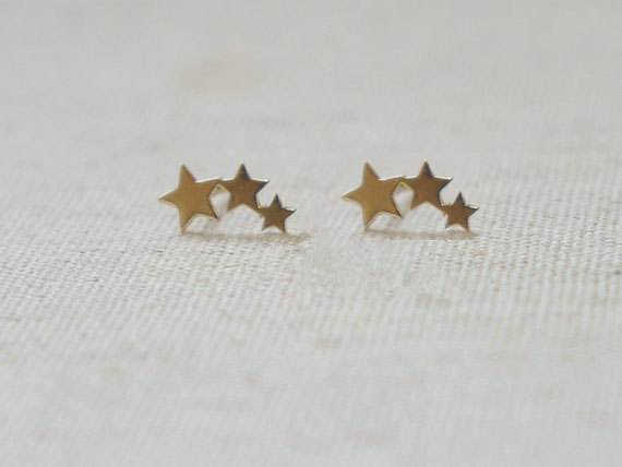 10Pairs Tiny 3 Stars Stud Earrings Three Linking Stars Earring Cute 3star teens stud earrings for women