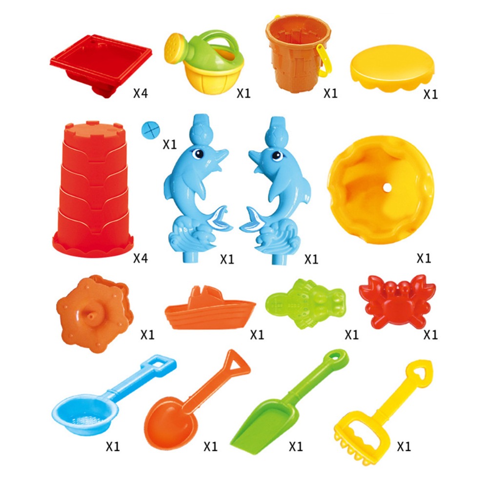 22Pcs Sand Water Round/Square Table Box Kids Children Outdoor Activity Beach Toy Play Set Four Separated Bright Colour Funny Toy