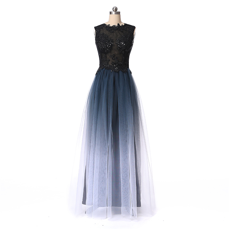 2019 New Sexy Long Gradient Evening Prom Dresses Chiffon A Line Beaded Plus Size Floor-Length Ombre Formal Party Gown QC1245