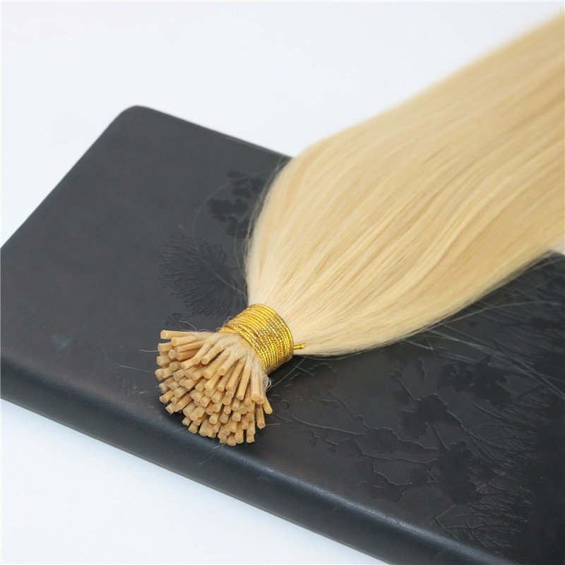 I-tip Brazilian Hair Extensions Blonde 100Strands 613# Light Blonde Brazilian Straight Human Hair Extensions No Shedding No Tangle