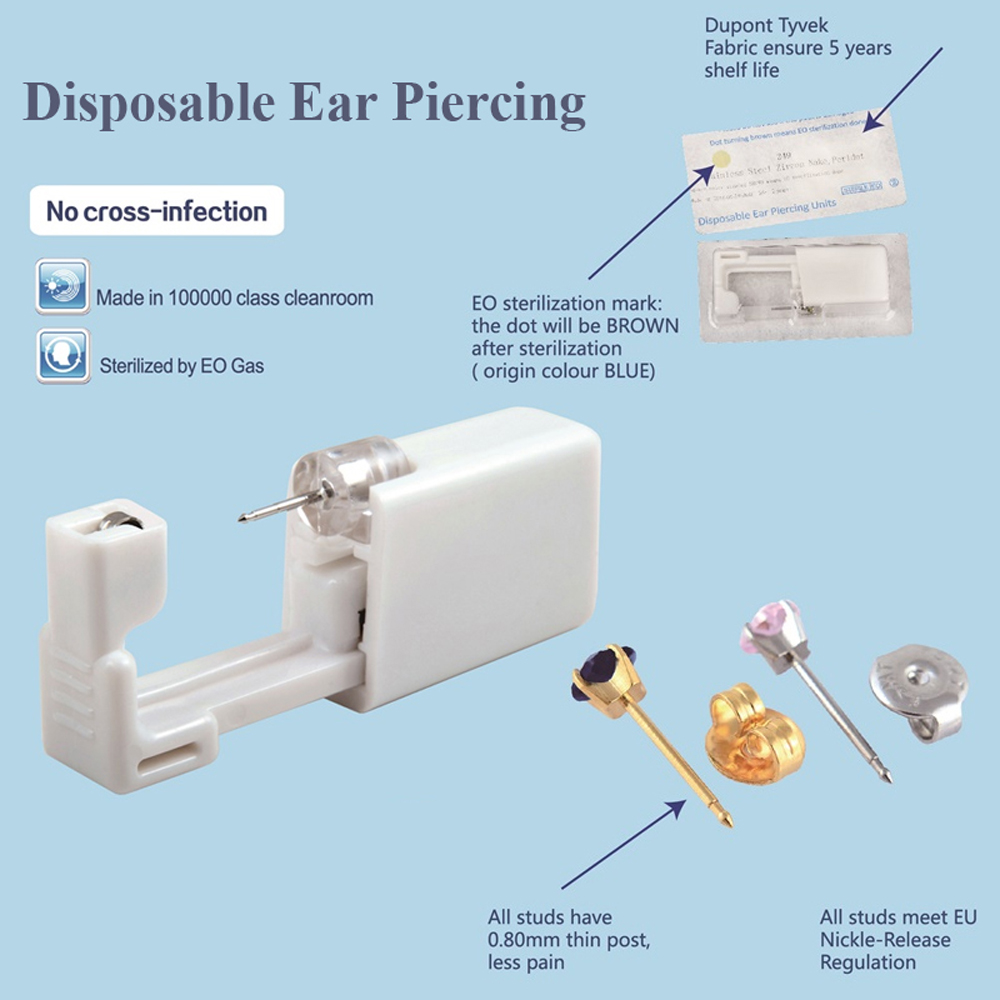 Disposable Safe No Pain Sterile Ear Stud Earring Stude Piercing Gun Piercer Tool Kit Machine Kit Earring Units Piercing Jewelry