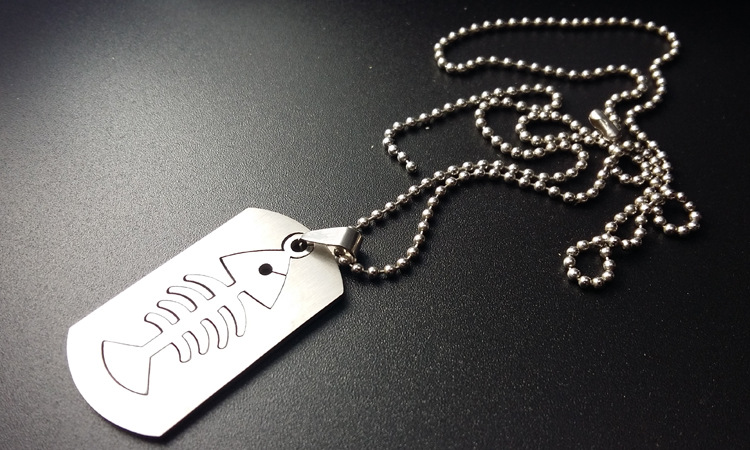 1pcs stainless steel double layer fish bone charm pendant necklace detachable fish bone necklace sea bottom animal bone necklace jewelry