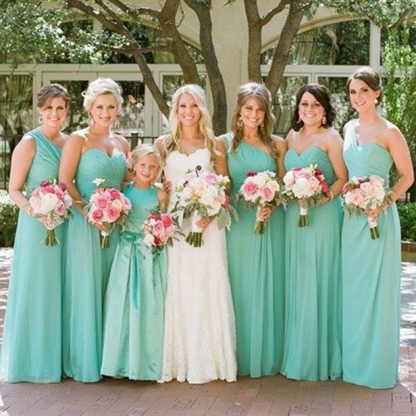 Fall 2018 Country Maid of Honor Dresses for Weddings Mix and Match Styles A Line Mint Green Chiffon Bridesmaid Dresses