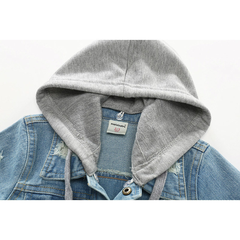 Toddler Kids Denim Jacket Baby Boys Clothes 2018 Autumn Children Long Sleeve Hooded Coat Jaqueta Jeans Infantil Manteau Garcon