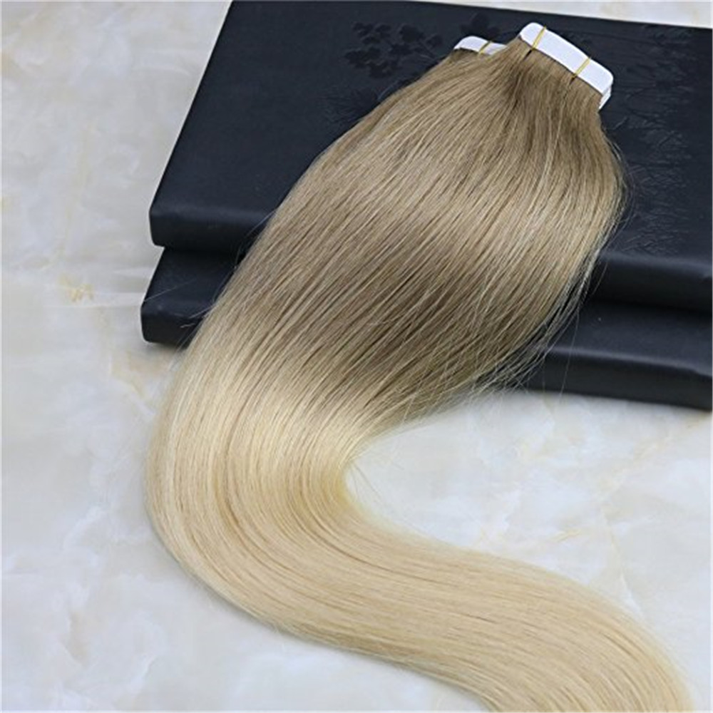 Tape in Ombre Hair Extensions PU Skin Hair Weft Balayage Color #8 Light Brown To #613 Blonde Color 50g 20pcs per Package