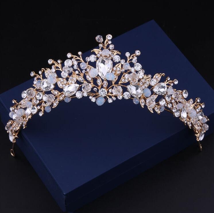 Rose Gold Plated Wedding Crown Bridal Bridesmaid Flower Girls Crystal tiara Rhinestone crown headband Wedding Dress Studio Tiara 26 cm *5.5