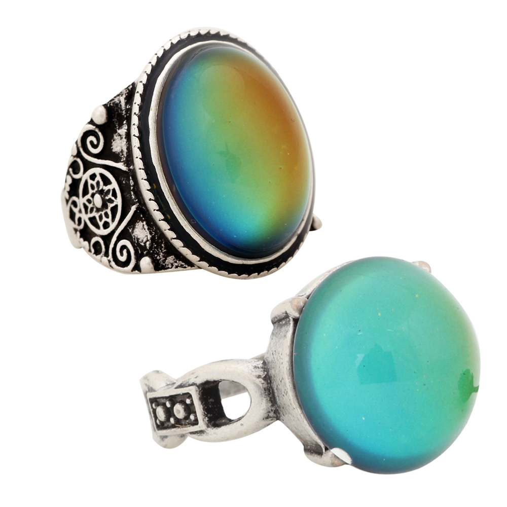 Fashion Antique Silver Plated Color Changing Mood Stone Wedding Rings For Men and Women
Fashion Antique Silver Plated Color Changing Mood Stone Wedding Rings For Men and Women