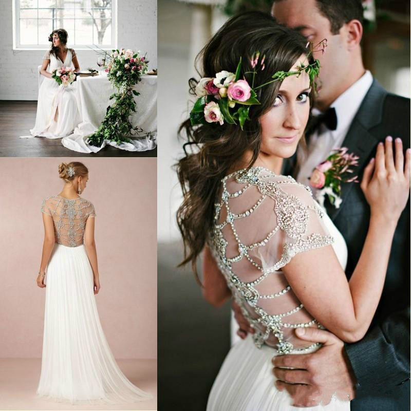 2018 Sexy A Line Bohemia Crystal Beaded Wedding Dresses V Neck Chiffon Beading Back Bridal Gowns Beach Pleat Formal Bride Dress, Red
2018 Sexy A Line Bohemia Crystal Beaded Wedding Dresses V Neck Chiffon Beading Back Bridal Gowns Beach Pleat Formal Bride Dress, Red