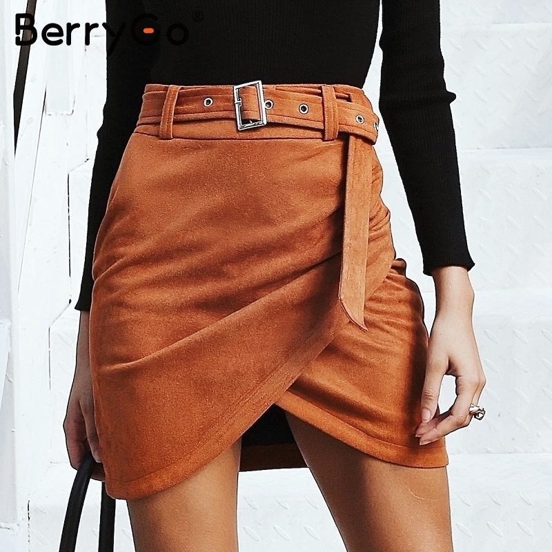 BerryGo Asymmetric suede leather women skirt High waist belt bodycon mini skirt Autumn winter female streetwear pencil, Army green
BerryGo Asymmetric suede leather women skirt High waist belt bodycon mini skirt Autumn winter female streetwear pencil, Army green