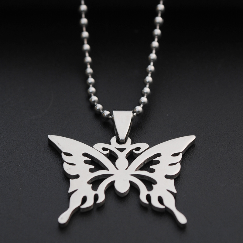 1pcs stainless steel hollow butterfly charm necklace animal insect butterfly bee necklace butterfly effect pendant charm necklace jewelry