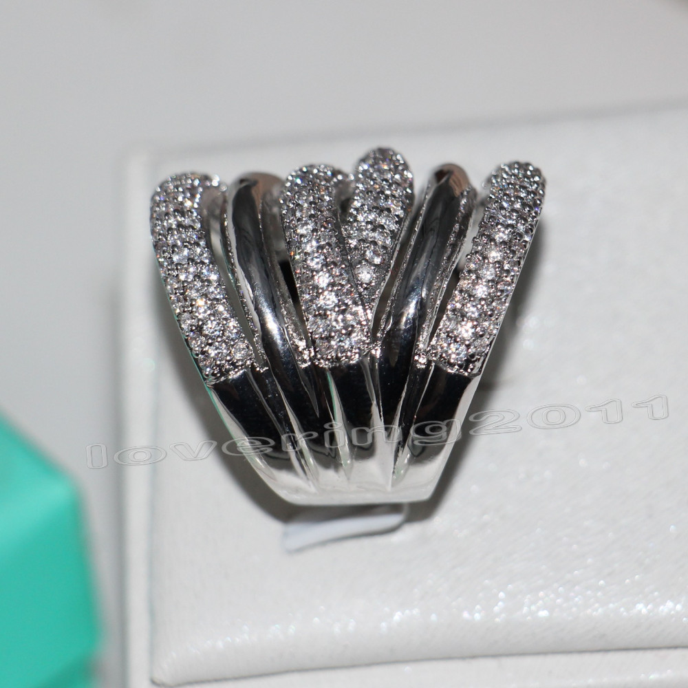 choucong Eternity Jewelry 236pcs Stone Diamond 14KT White Gold Filled Women Engagement Wedding Band Ring Sz 5-11