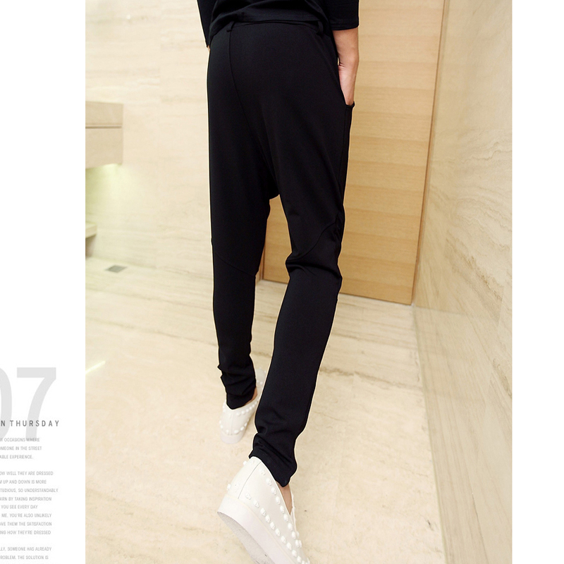 Asian Size M-XXL 2018 Brand Clothing Men's Harem Pants Side Pocket Drawstring Solid Black Sweatpants Homme
