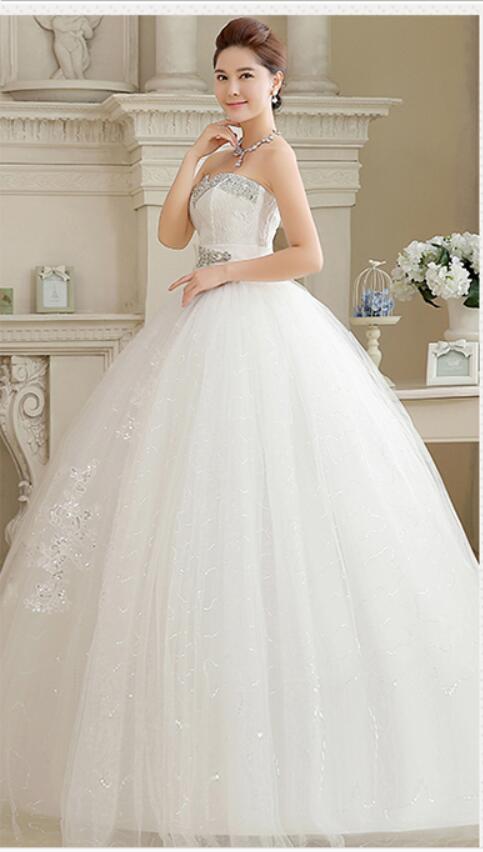 Lace With Crystal Wedding Dress 2018 New Fashionable Married Cheap Wed Dresses Plus Size Elegant vestidos de renda