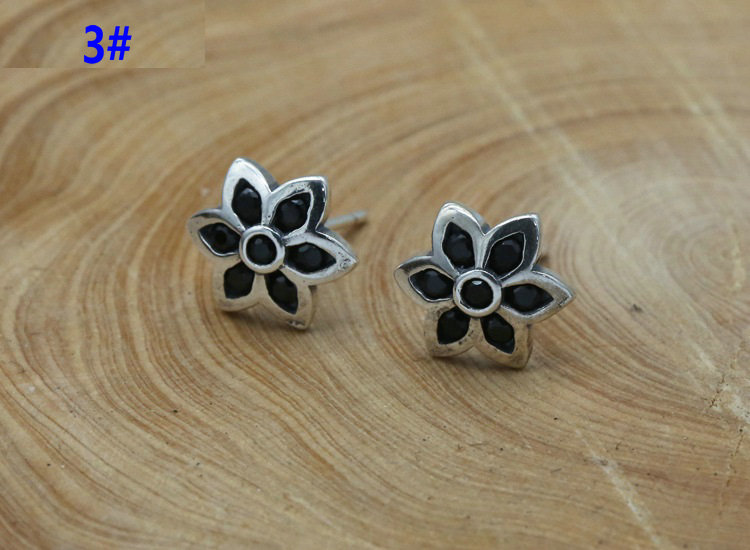 2018 new 925 sterling silver cherry blossom stud earrings antique silver hand-made designer jewelry earrings 5 colors for women