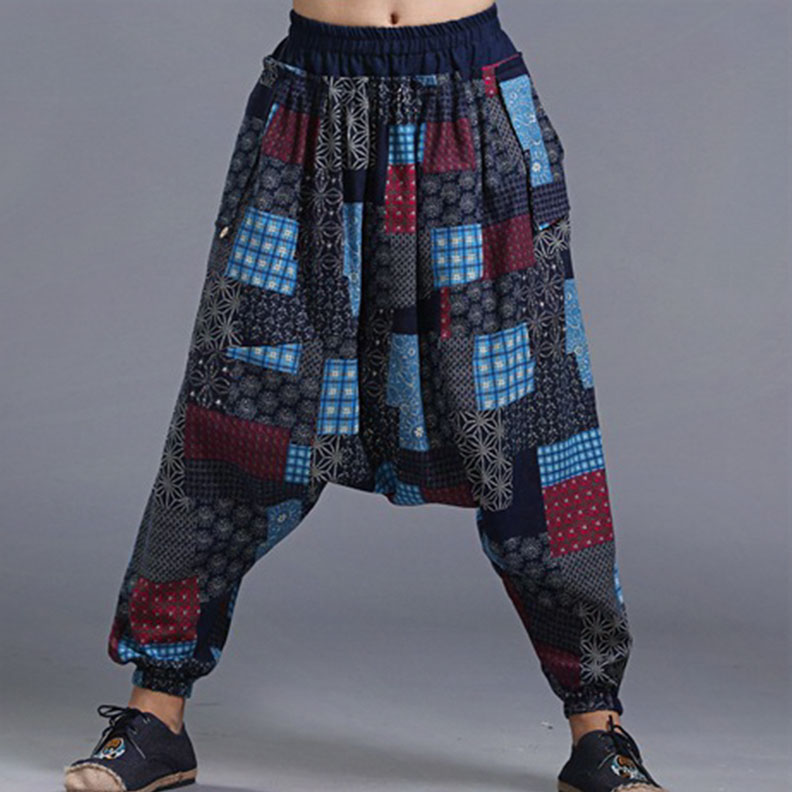 2017 Japanese Samurai Boho Low drop Crotch Loose Harem pants Baggy Hakama swag Cross Sweatpants Hiphop Dance Trousers 71905