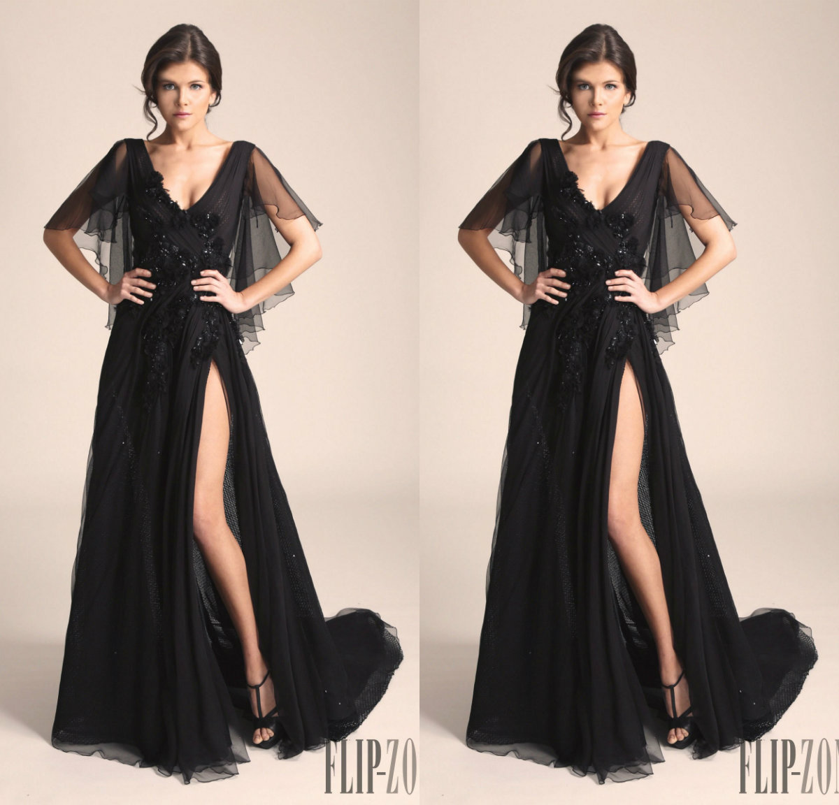 Black Prom Dresses V Neck Sexy Side Split Lace Appliques Sweep Train Beads Evening Dress Party Wear Custom Made Plus Size Formal Gowns