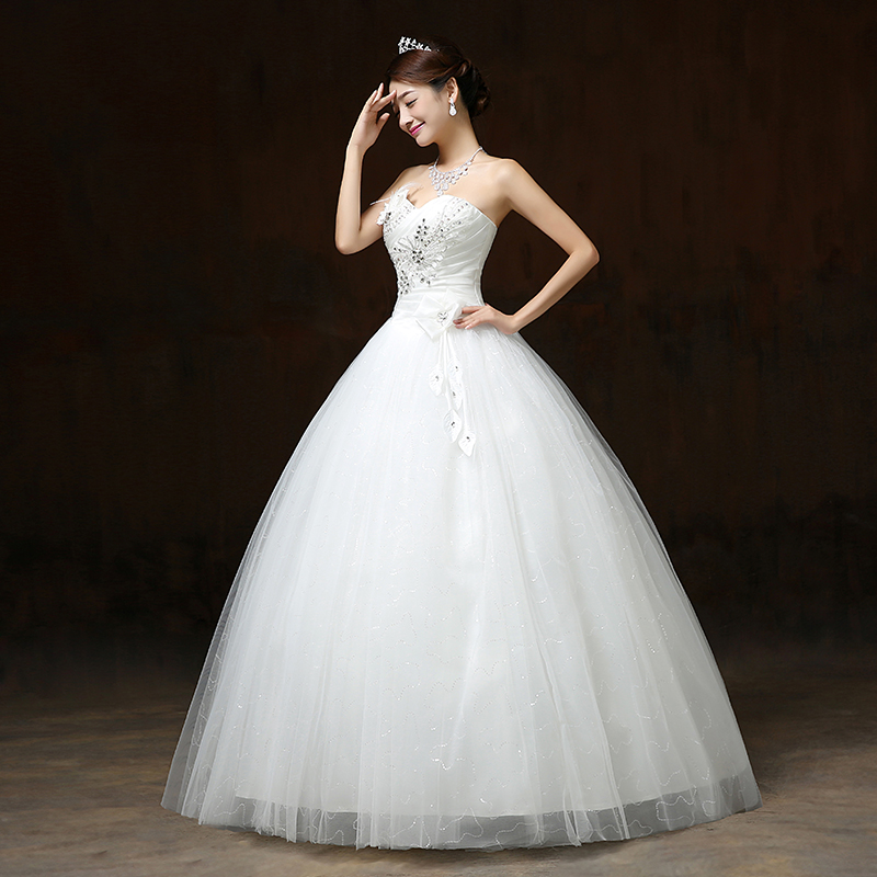 Real Photo Customizd 208 Wholesale Chinese Cheap New Korean Style Sweet Princess Diamond White Wedding Dress vestido de noiva