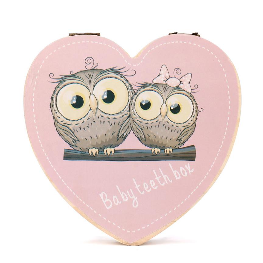 Fallen Tooth Box Storage English Text Baby Boy Girl Wood Case Save Milk Teeth Collection Organizer Holder