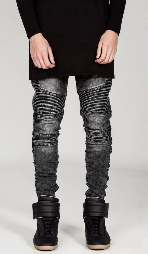 Men's Design Slim Fit Ripped Skinny Jeans Fashion Hi-Street Distressed men Denim Joggers Knee Holes Washed Destroyed creases Casual Pants
