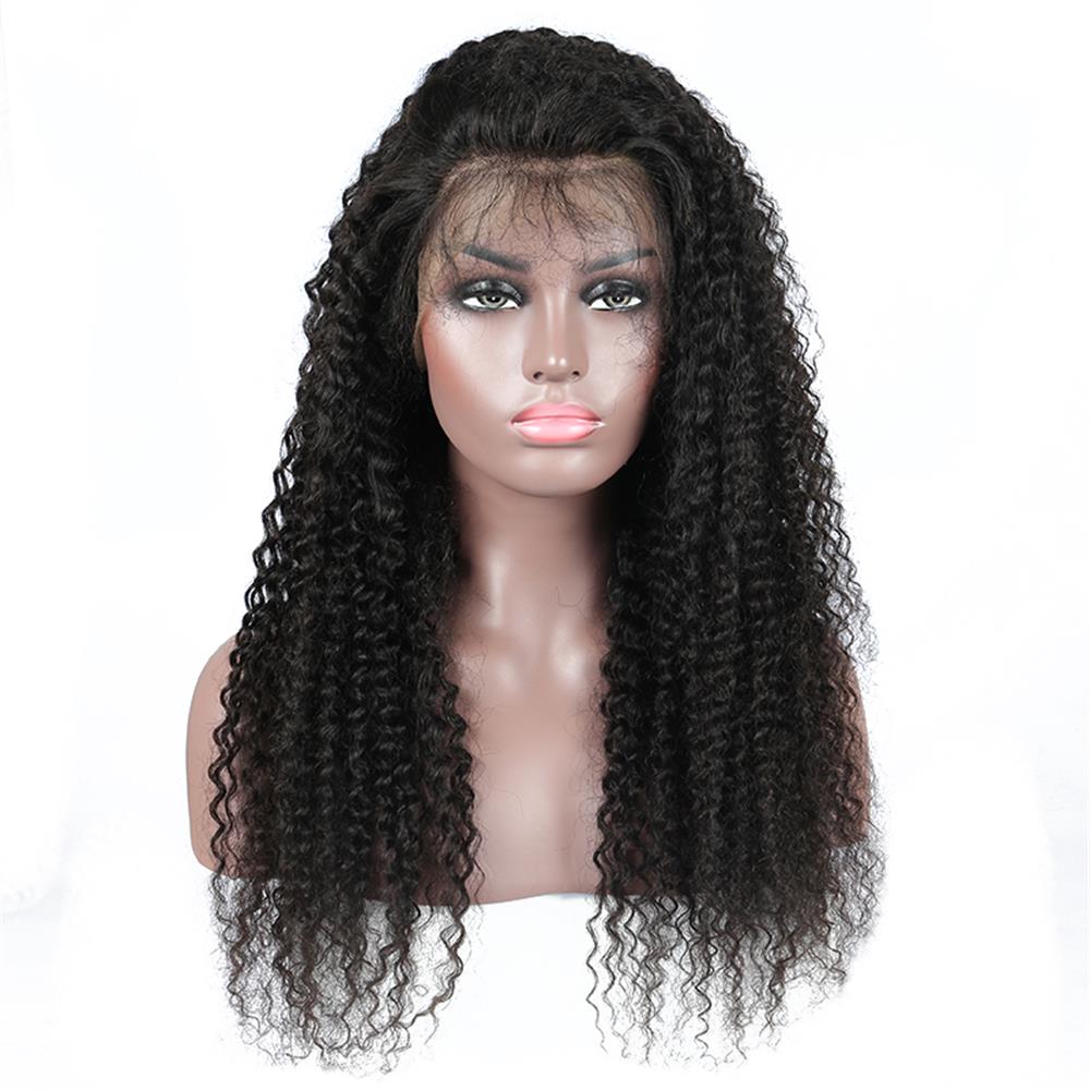 150% Density Brazilian Remy Hair 360 full lace human hair wigs Pre Plucked natural color T1B kinky curly human hair Wig