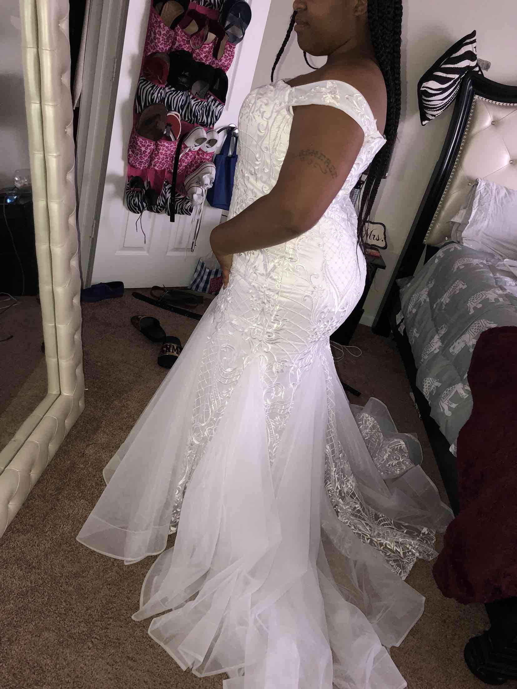 2022 Modest Plus Size Wedding Dress Mermaid Off Shoulder Sweetheart Neck Trumpet Bridal Gown Sweep Train Tulle Lace Applique Wedding Gowns