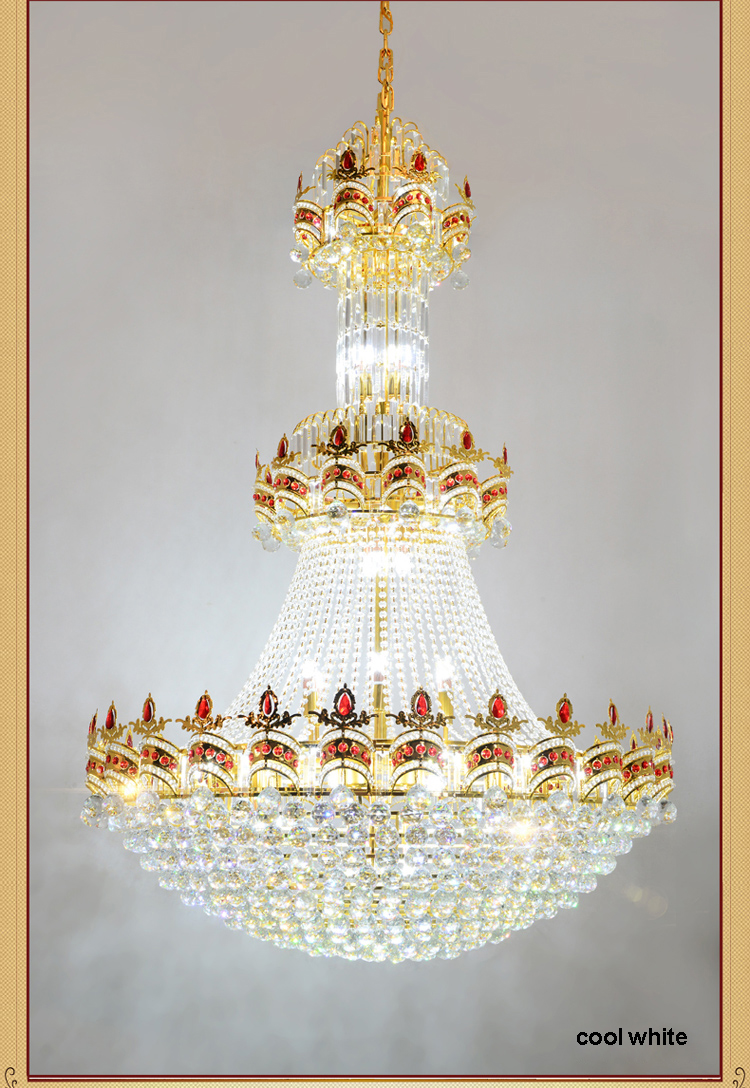 Modern Crystal Chandelier LED Light American Golden Crystal Chandeliers Lights Fixture Hotel Home Hanging Lamps European Large Droplight 3 White Color